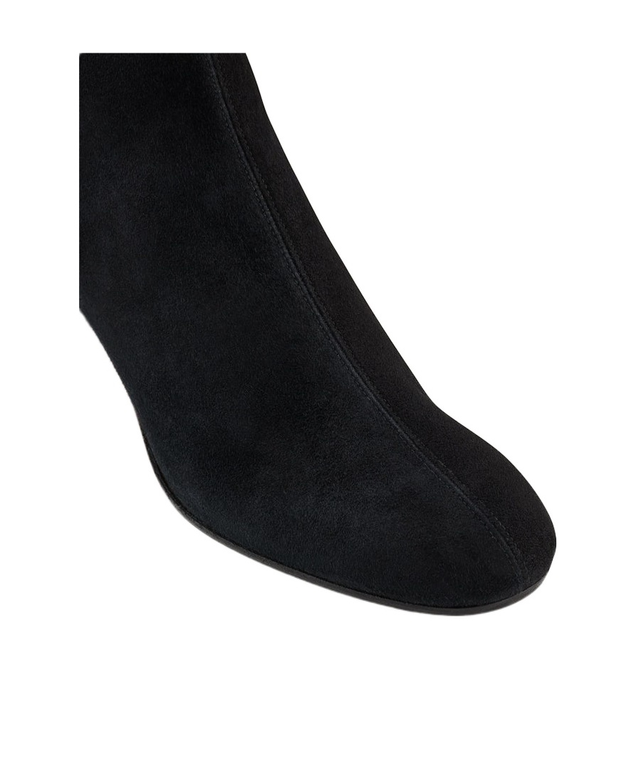 Aquazzura High Block Heel Knee-high Suede Boots In Black