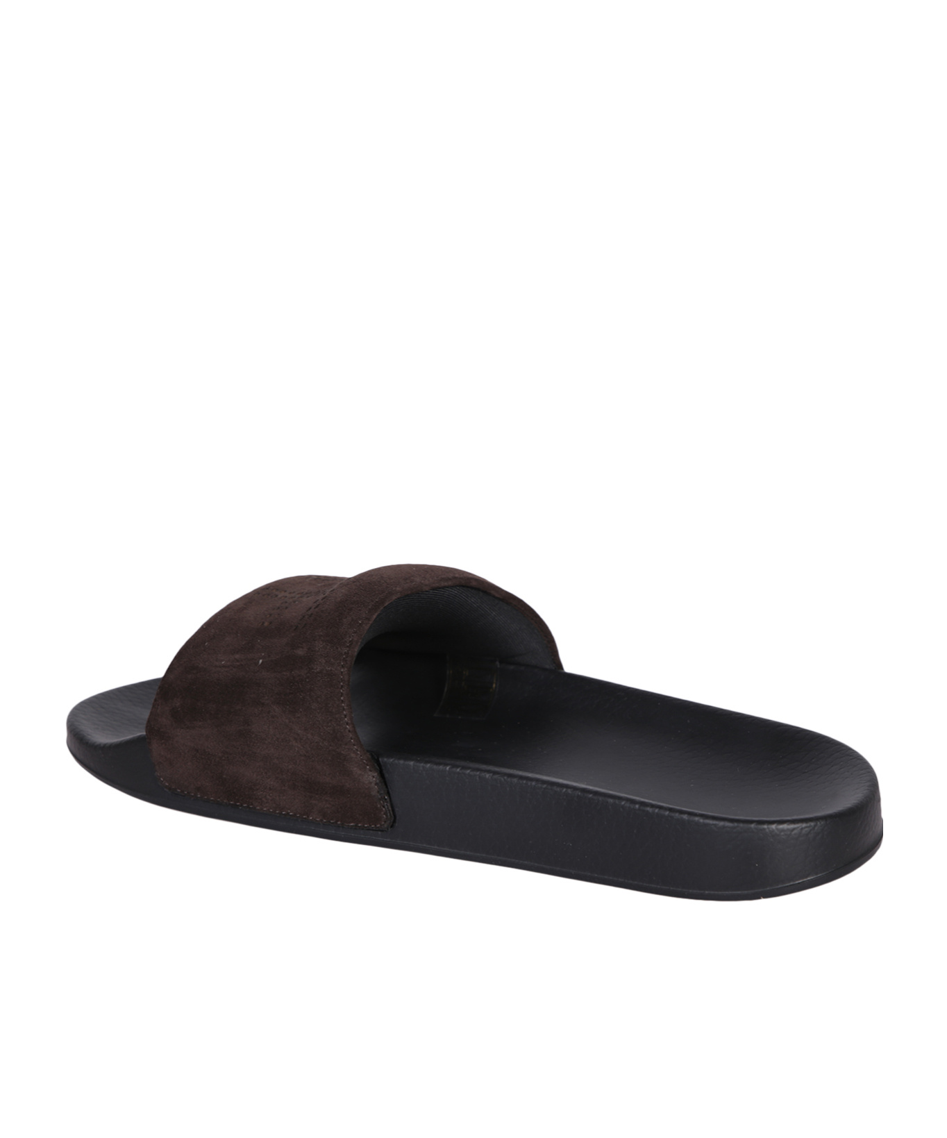Tom Ford Ricky Logo-perforated Suede Slides In Black