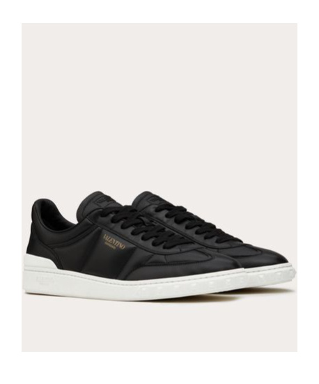 Valentino Black Upvillage Low Top Nappa Leather Sneakers In Black