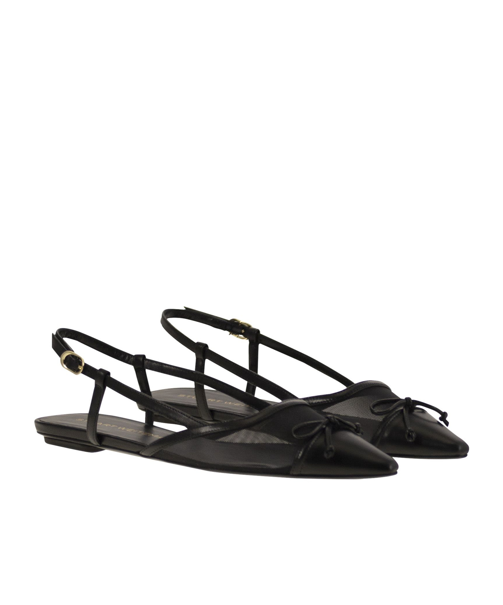 Stuart Weitzman Clear Quilted Pointed Flat Sandals In Black