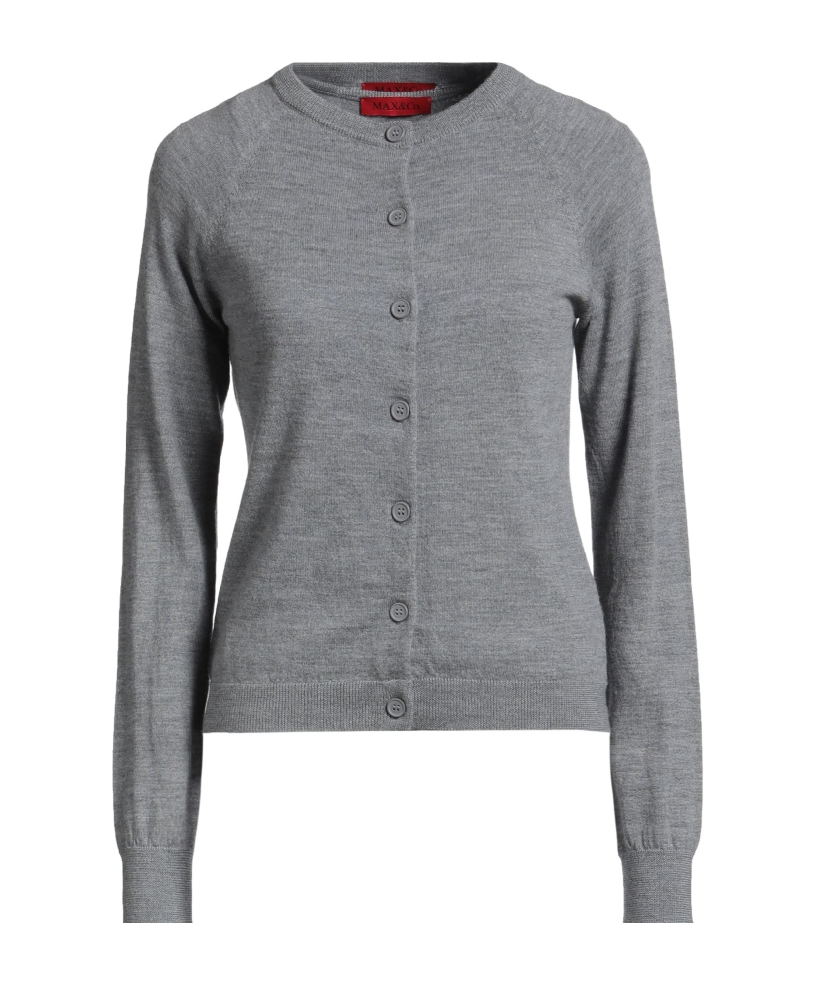 Maxco. Long-sleeved Crew Neck Cardigan In Gray