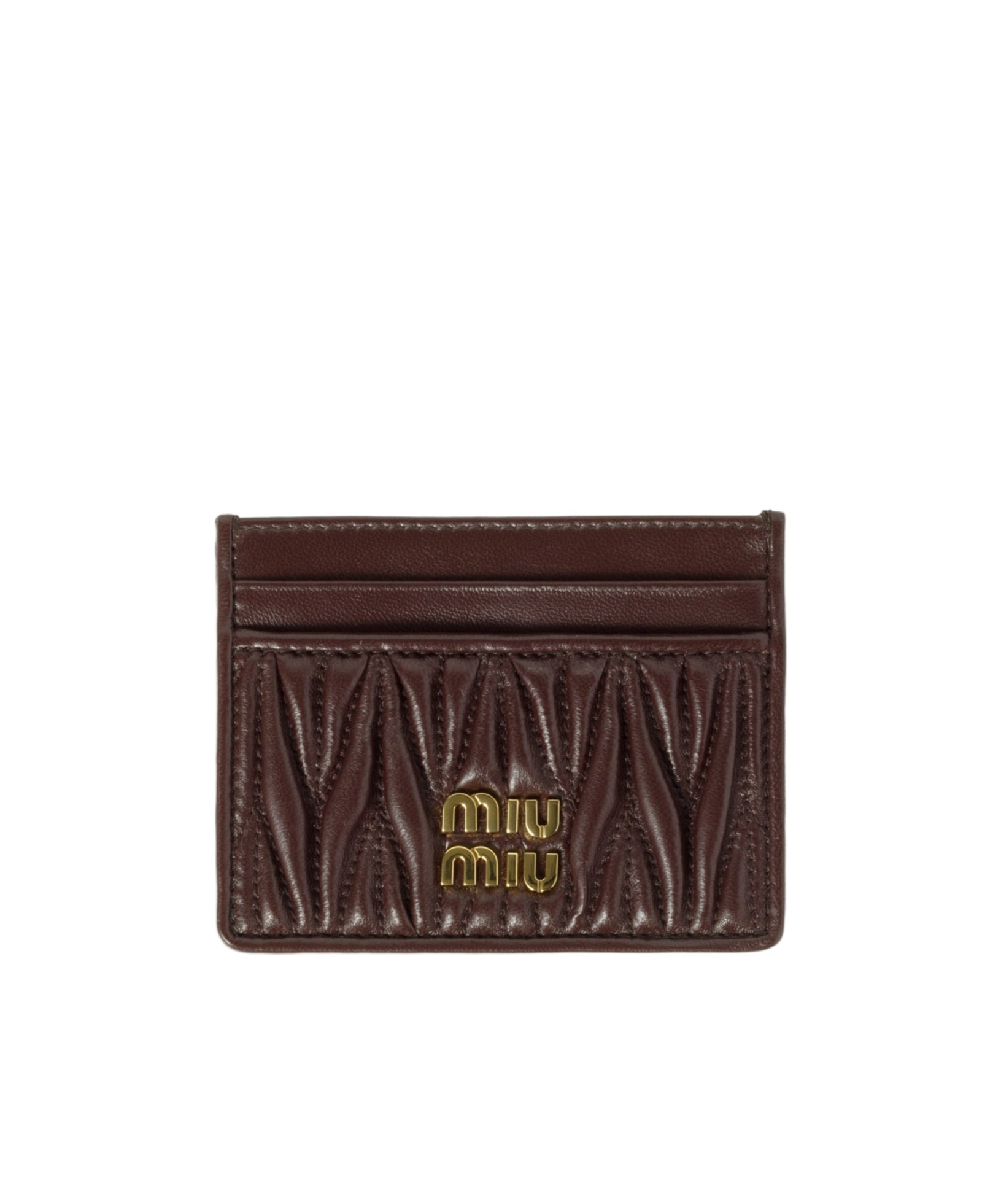 Miu Miu Matelass� Leather Card Holder In Brown