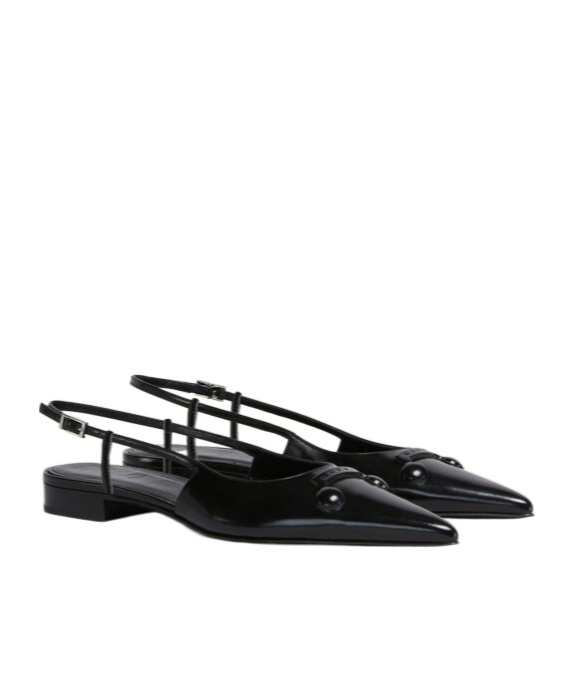 Marni Black Leather Trunkaroo Pointed Toe Slingback In Black