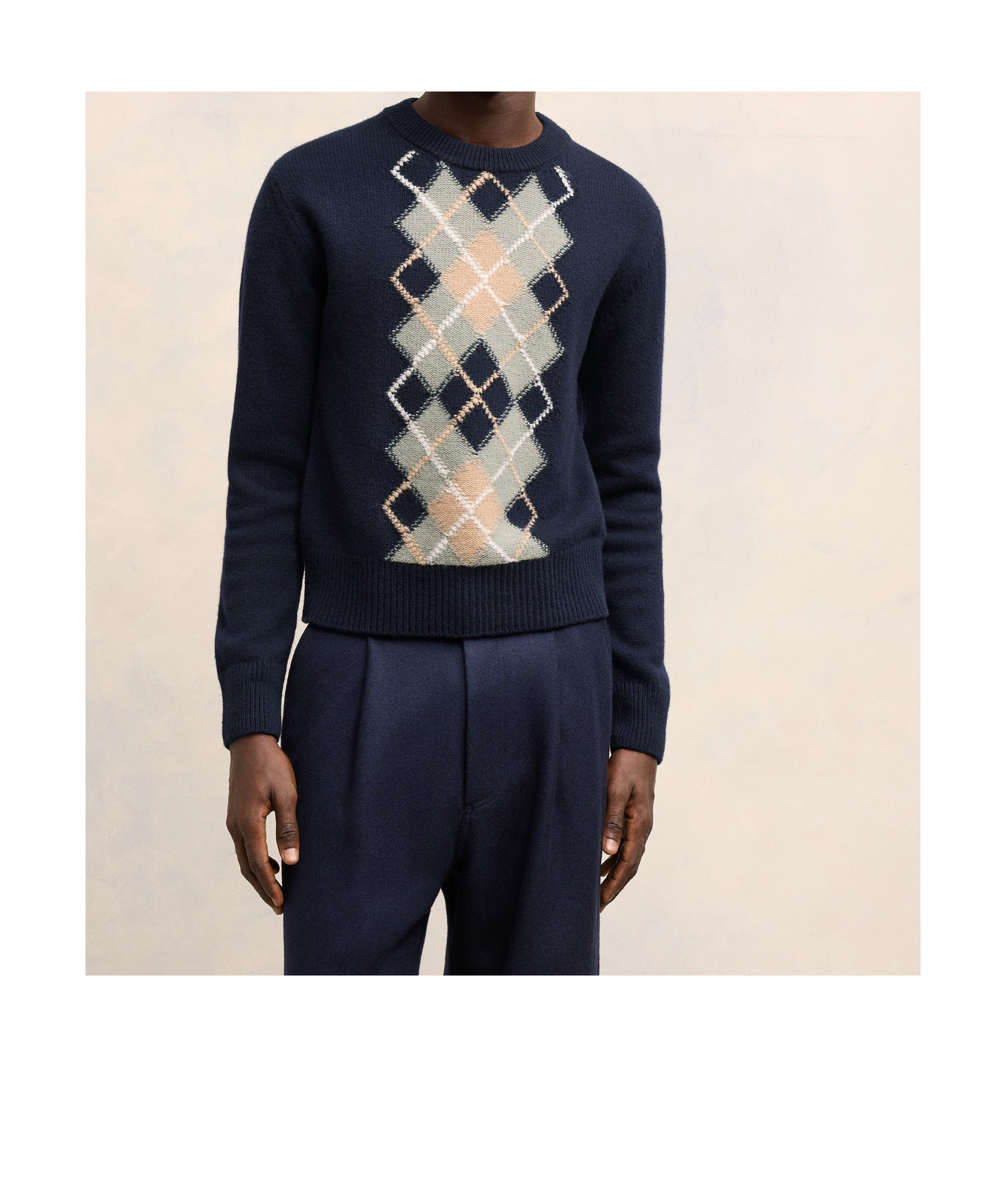 Shop Ami Alexandre Mattiussi Ami Paris Argyle Knitted Jumper In Black