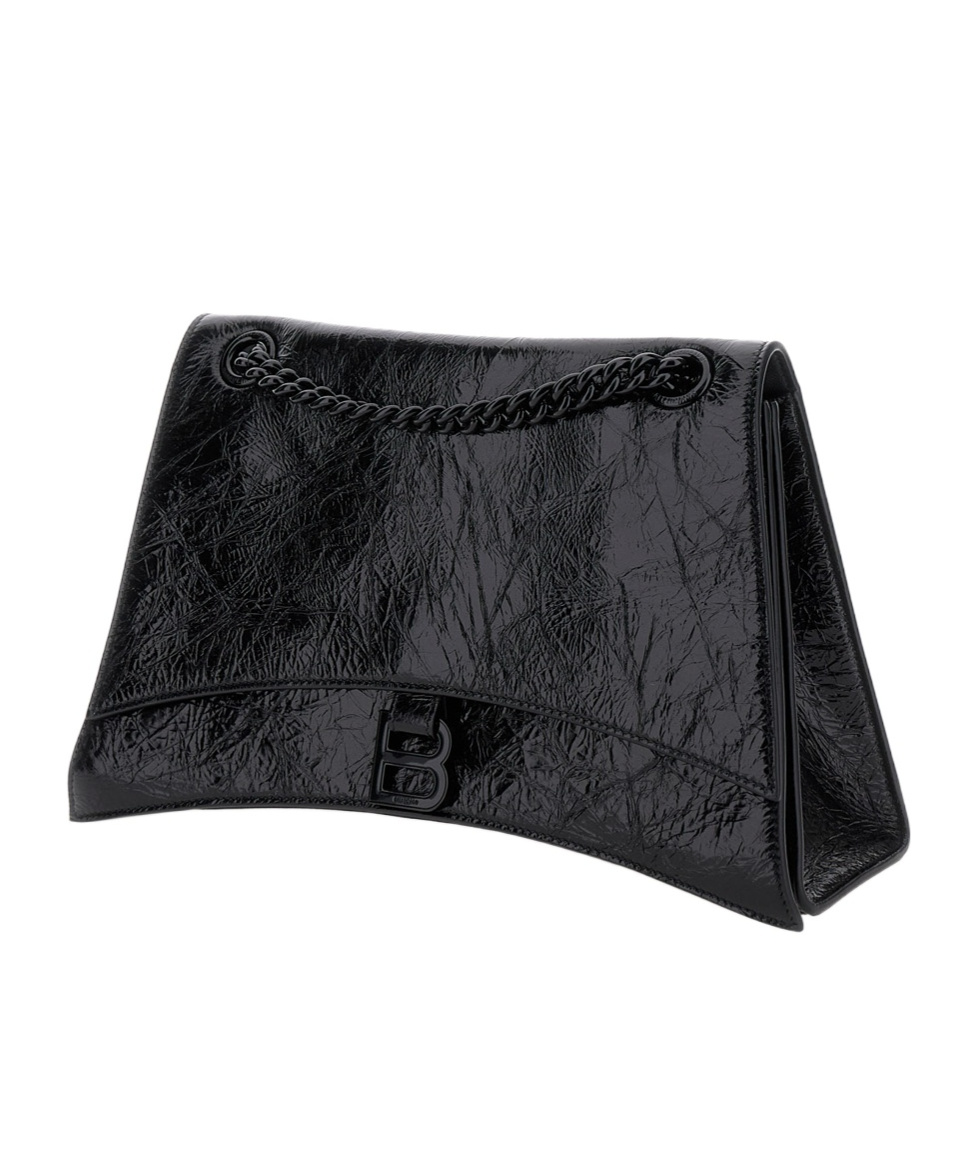 Balenciaga Black Medium Crush Black Crossbody Bag In Black