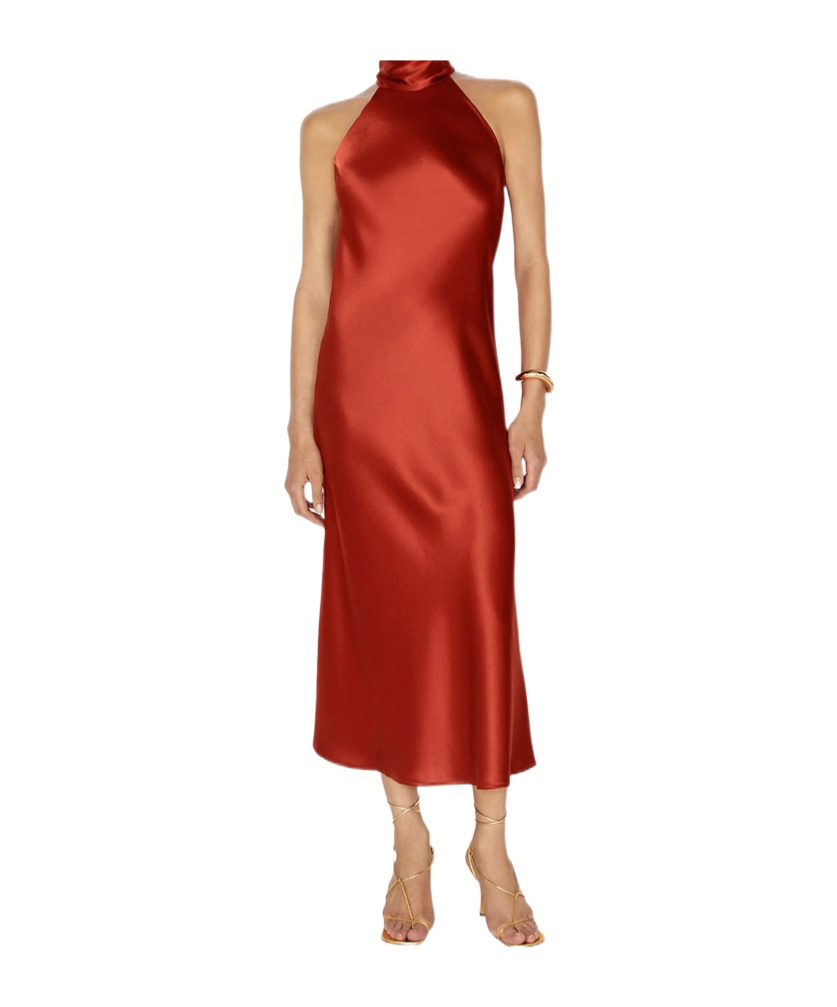 Shop Galvan Sleeveless Dress In Red