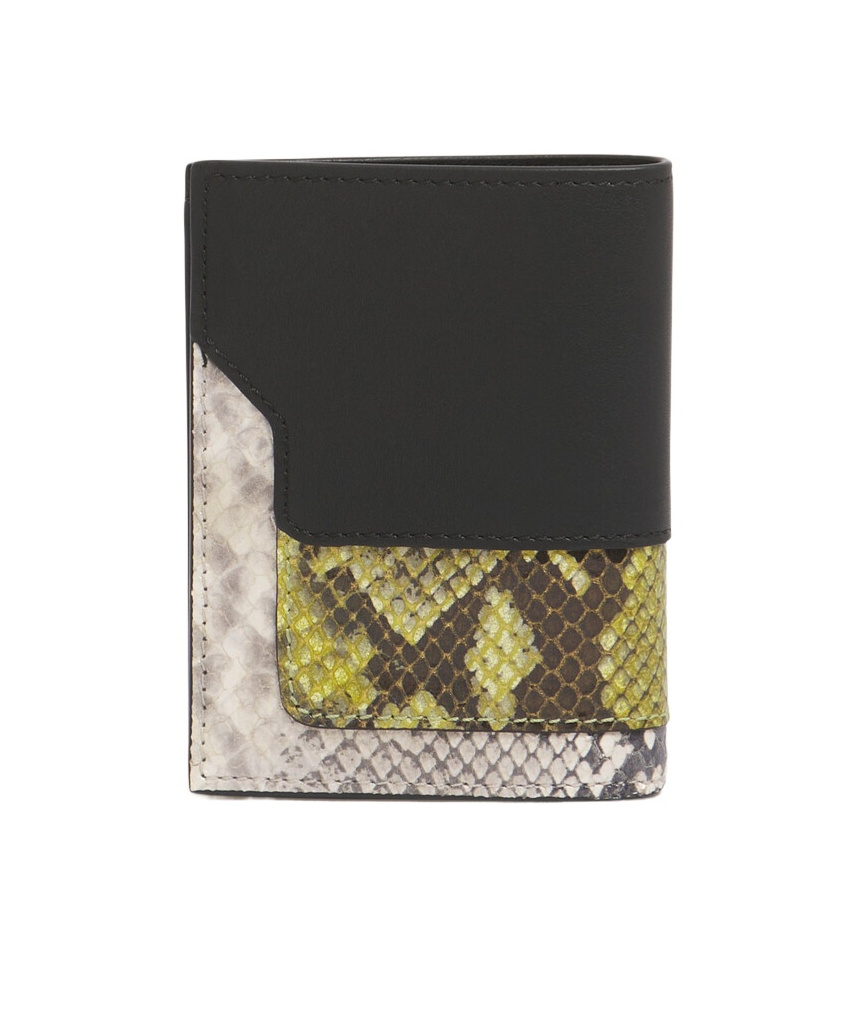 Marni Black, Green And Grey Leather Bifold Wallet In Multi