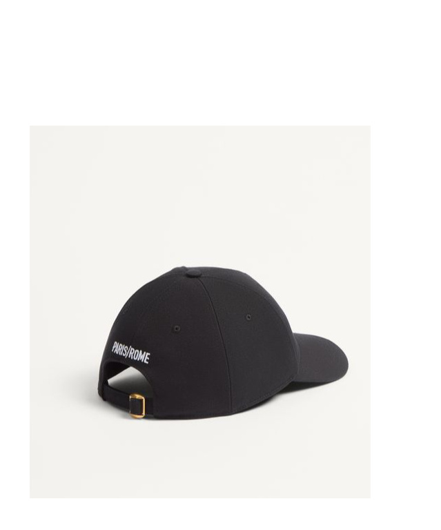 Valentino Cotton Baseball Cap With Embroidery In Black