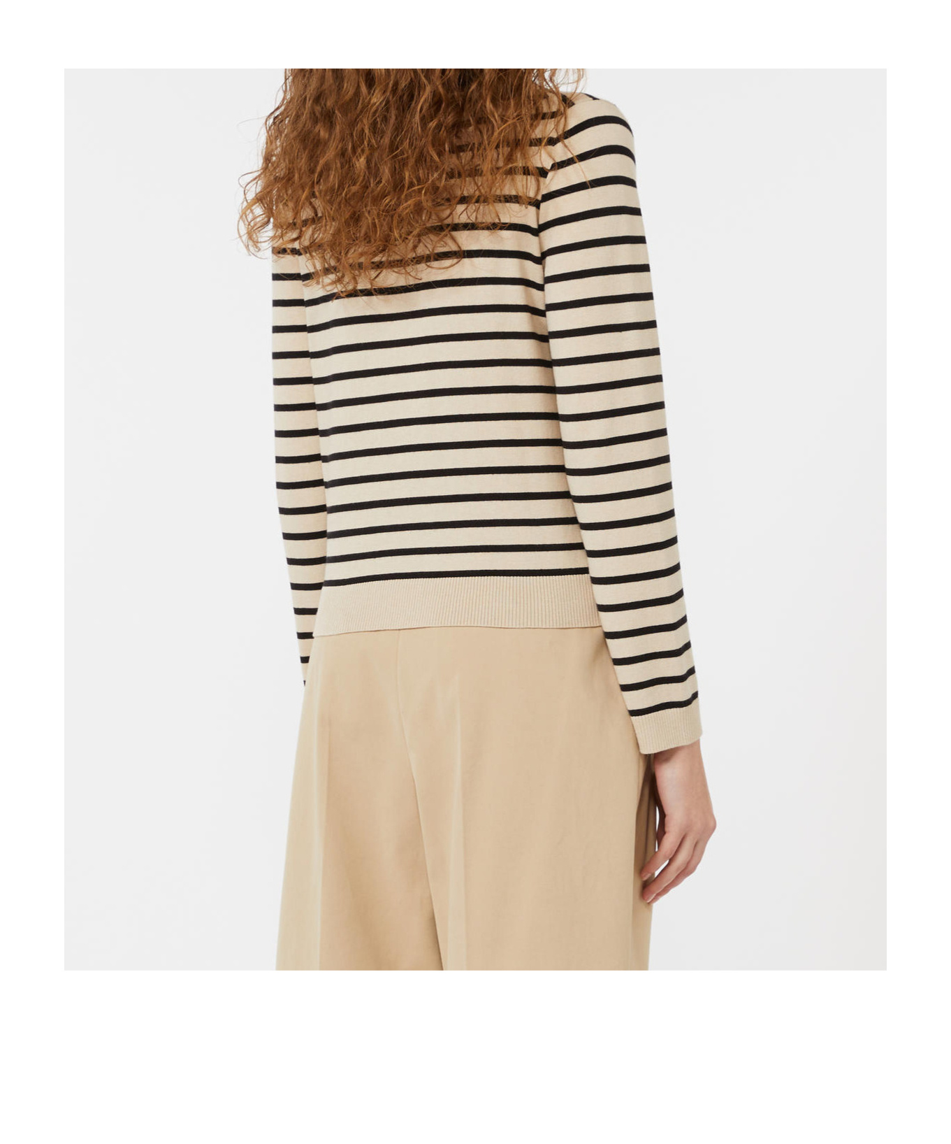 Weekend Max Mara Sicilia Striped Crew Neck Silk Blend Sweater In Neutral