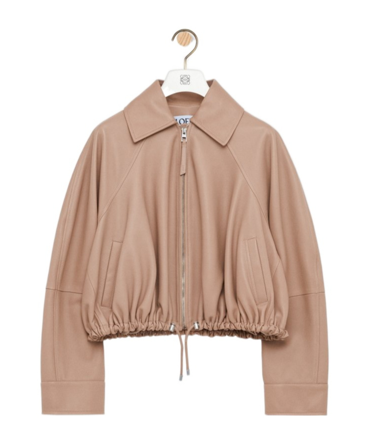 Loewe Womens Beige Classic-collar Leather Balloon Jacket