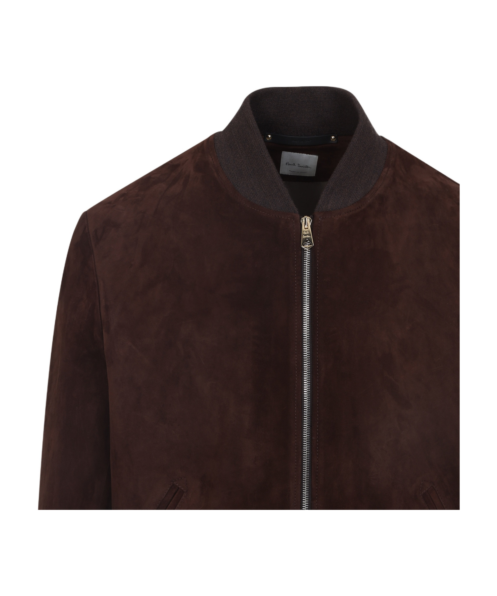 Paul Smith Red Lamb Suede Leather Regular Fit Bomber Jacket In Brown