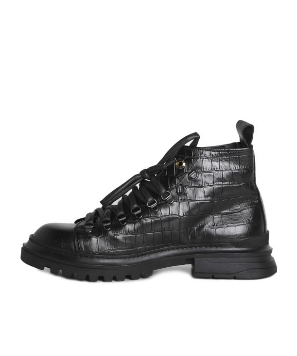 Giuliano Galiano Round Toe Lace-up Boots In Black