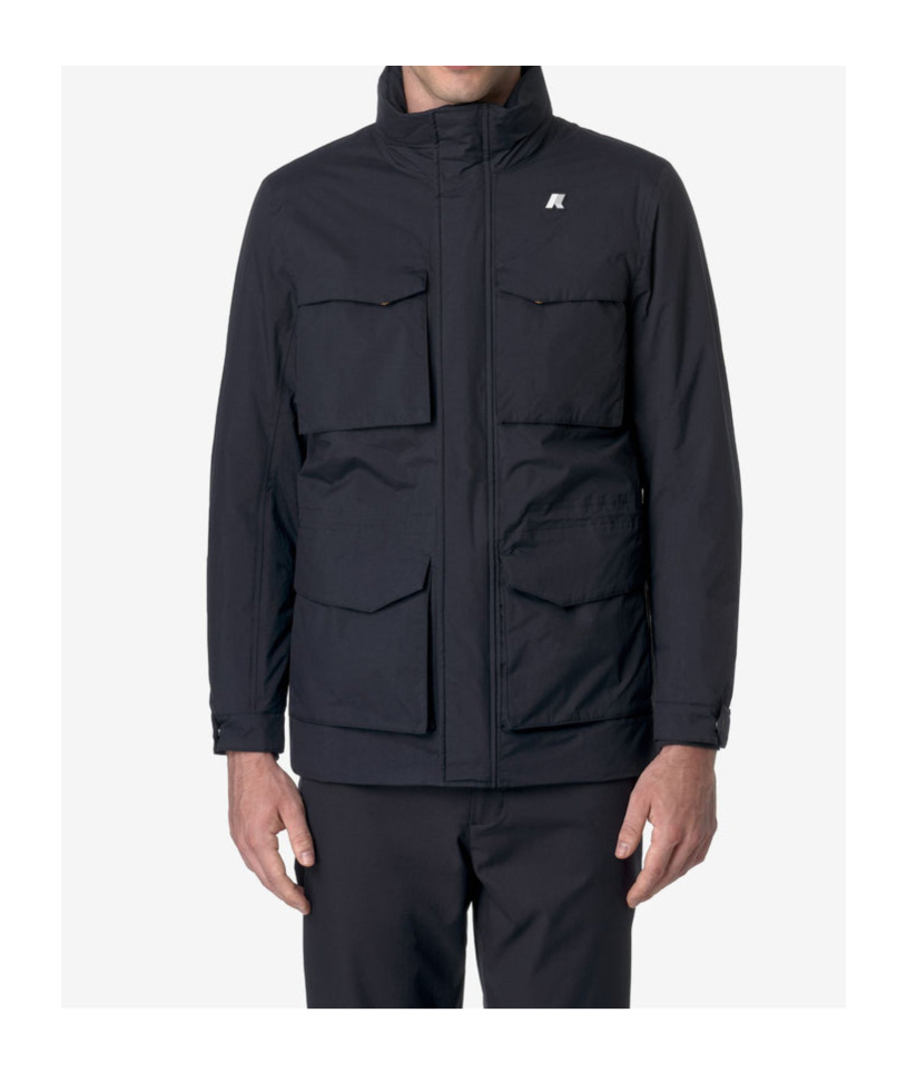 K-way Four Pocket High Collar Jacket In Black