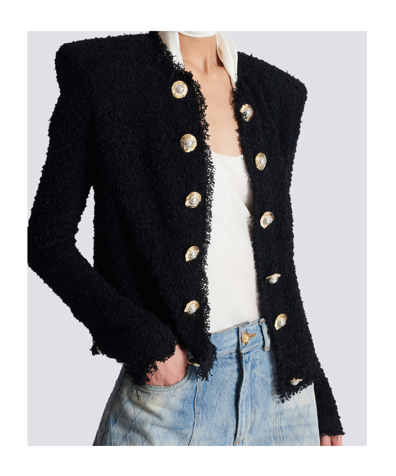 Shop Balmain Edge-to-edge Tweed Jacket
