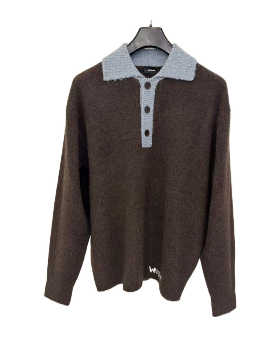 We11 Done Long-sleeved Polo Shirt In Brown