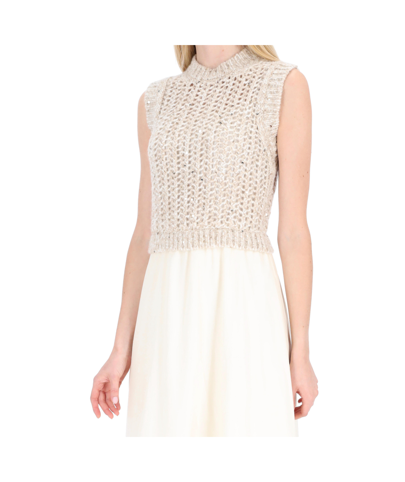 Peserico Open-knit Layered Long Dress In Multi
