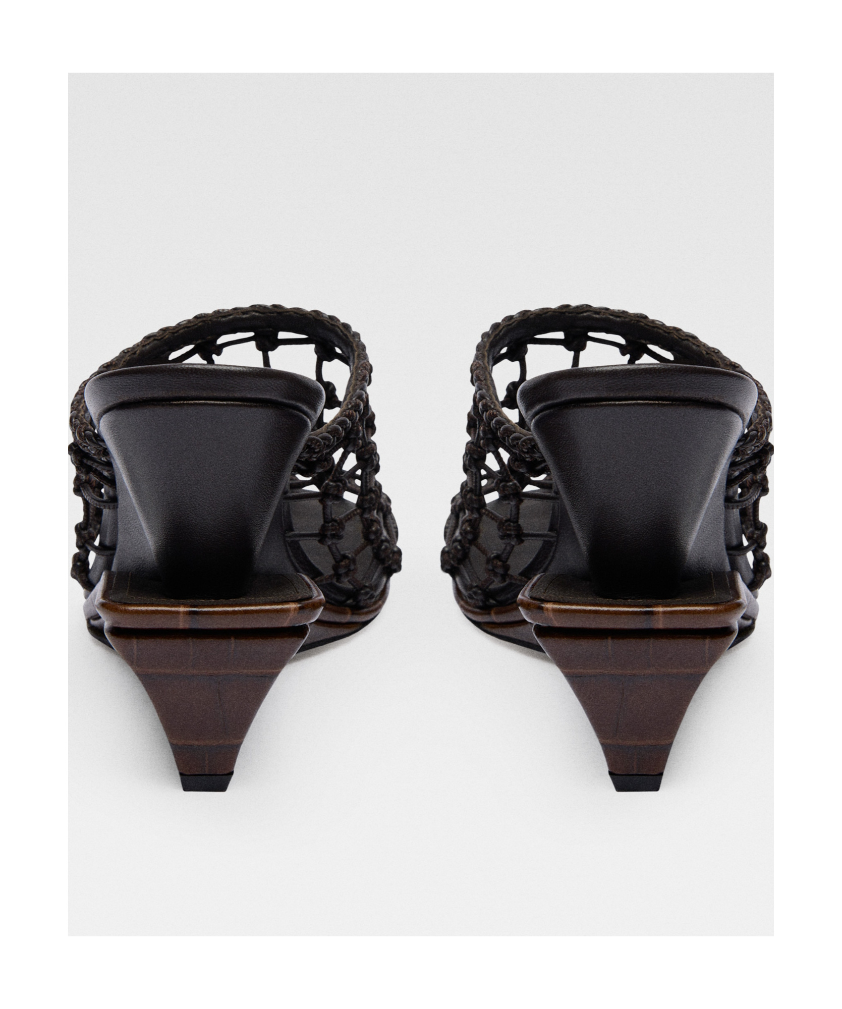 Jacquemus Les Doubles Tresses Croc-embossed Wedge Mules In Black