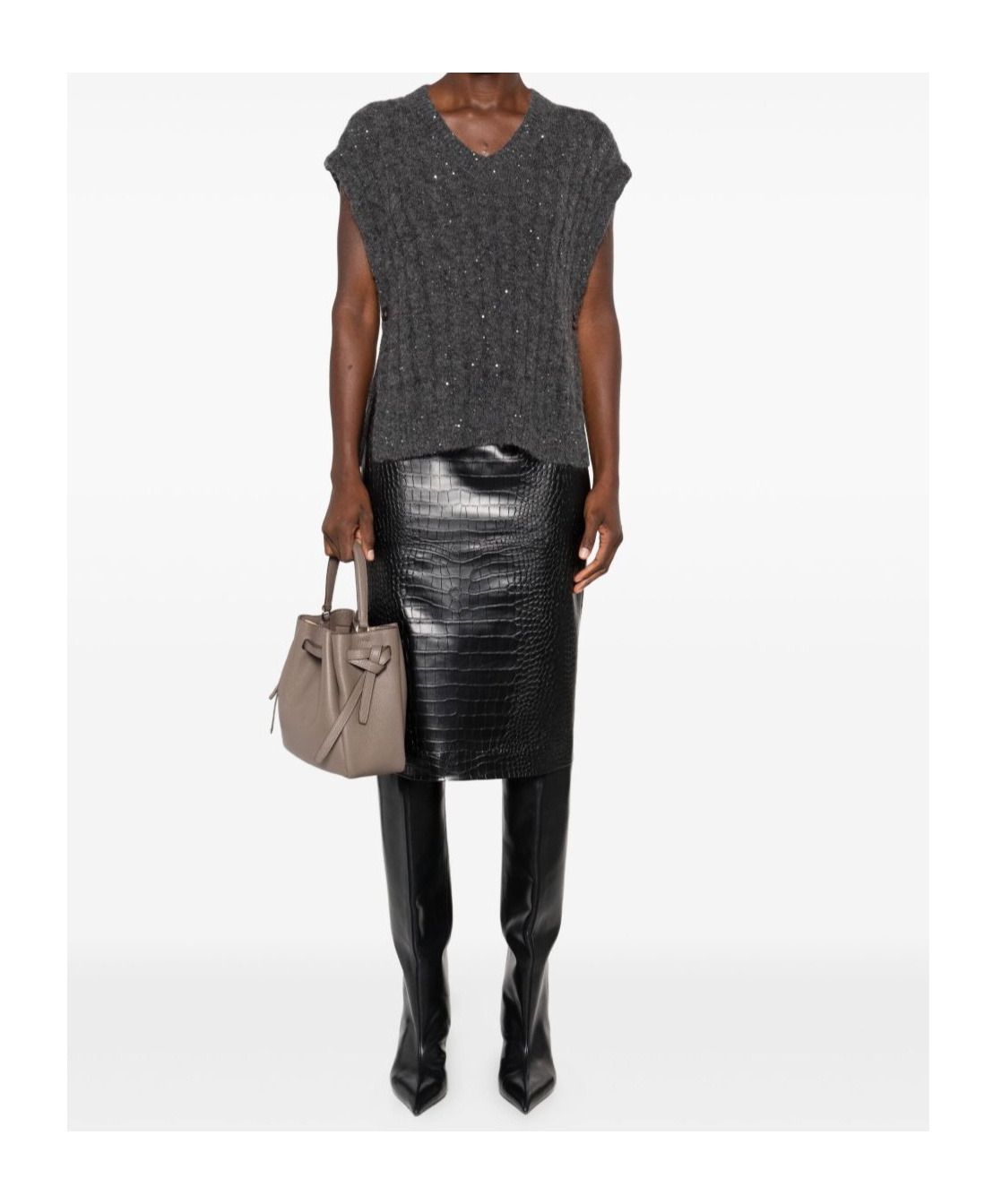 Brunello Cucinelli Sequin-embellished Sleeveless Top In Black