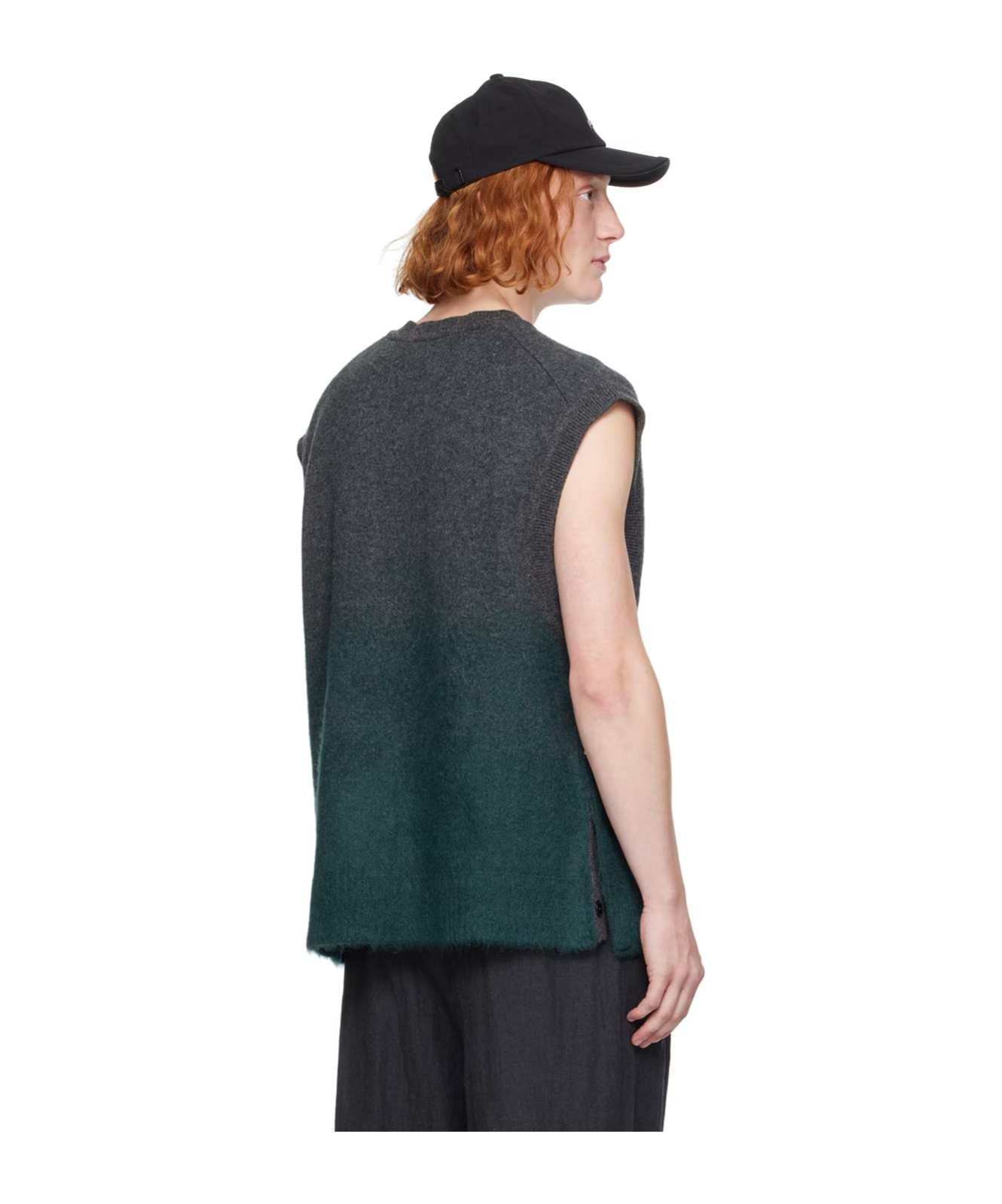Juunj Gradient Knitted Vest In Black