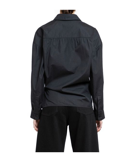 Shop Lemaire Straight-collar Twisted Shirt In Black