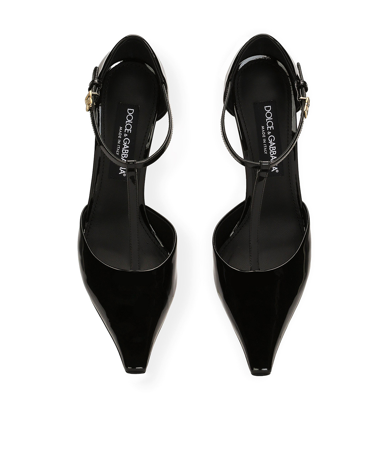 Dolce & Gabbana Elegant Black Leather T-strap Heels Sandals In Black