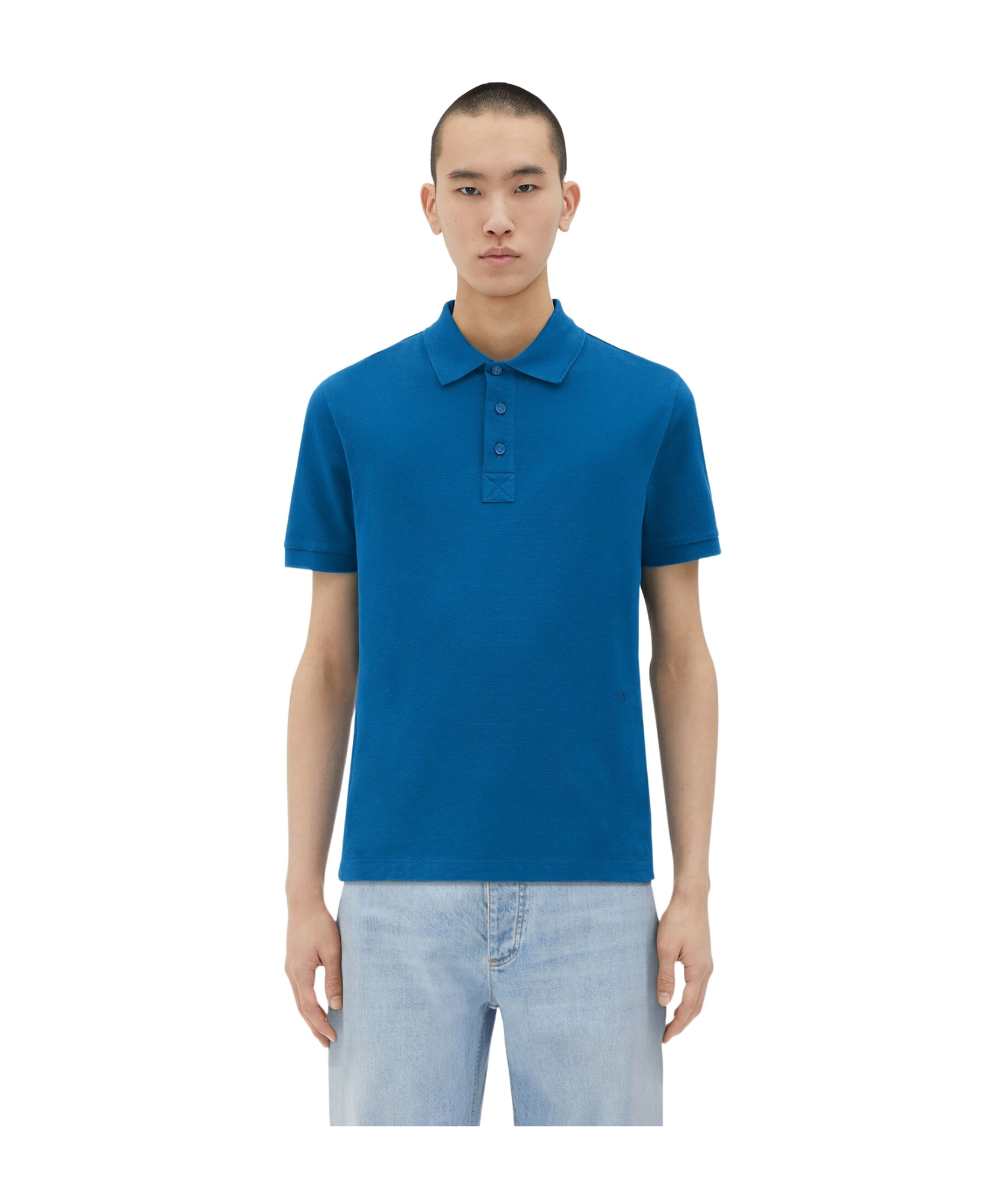 Bottega Veneta Polo Shirt With Lapel Short Sleeve In Blue