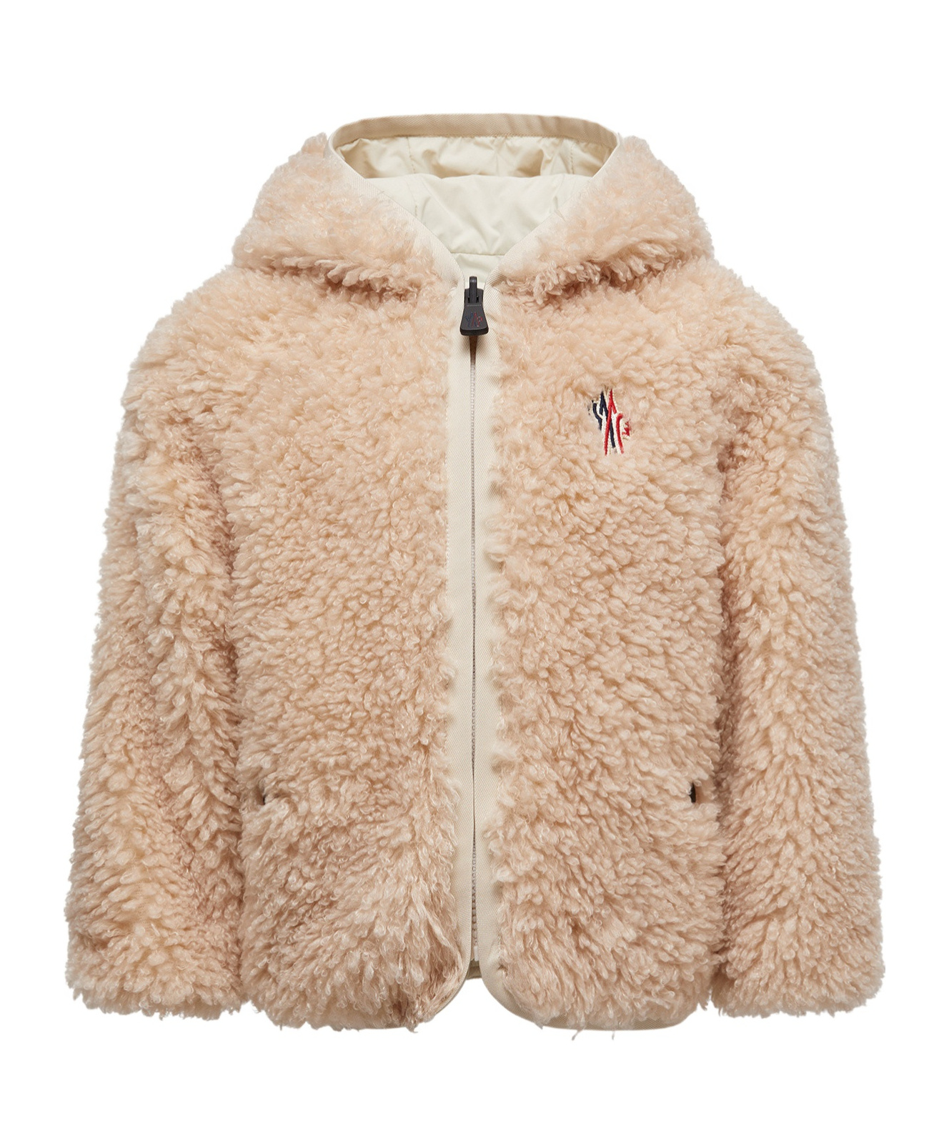 Moncler Reversible Teddy Zip-up Hoodie In Brown