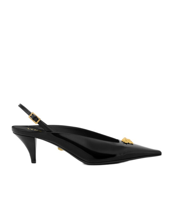 Versace Medusa-head Pointed-toe Mules In Black