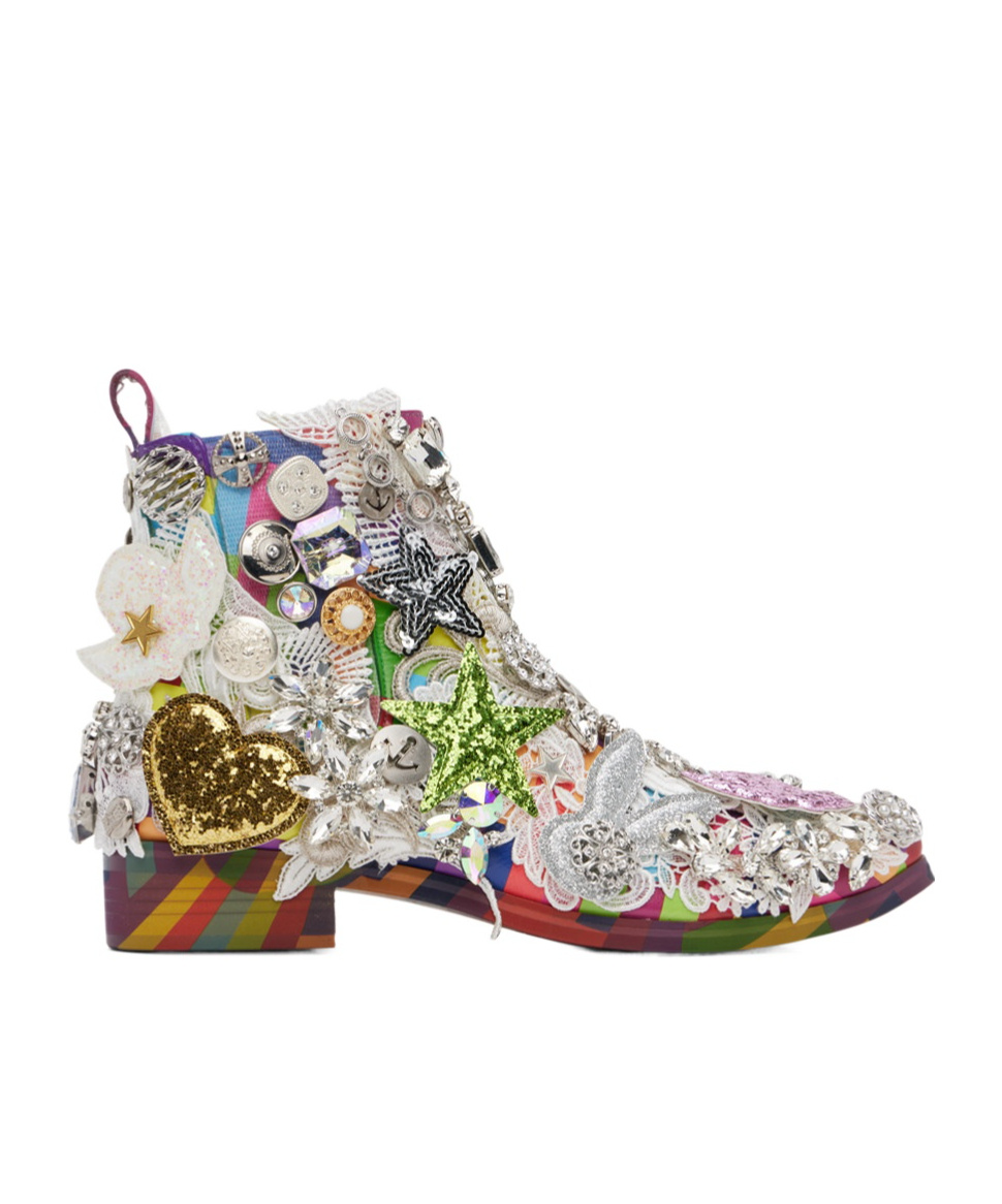 COMME DES GARÇONS PATTERNED ANKLE BOOTS