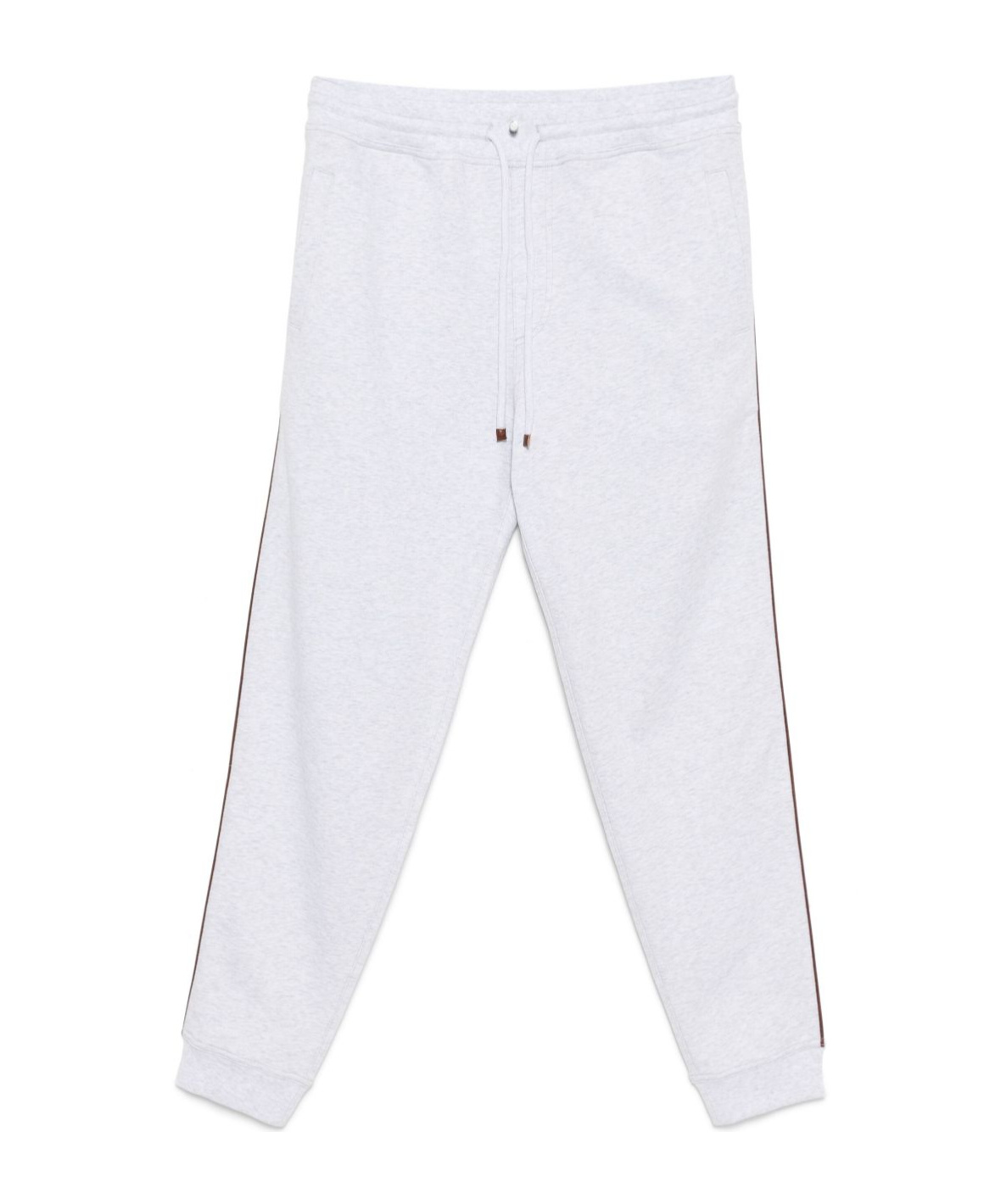 Brunello Cucinelli Cotton Sweatpants With Side Stripe Detail In Grey