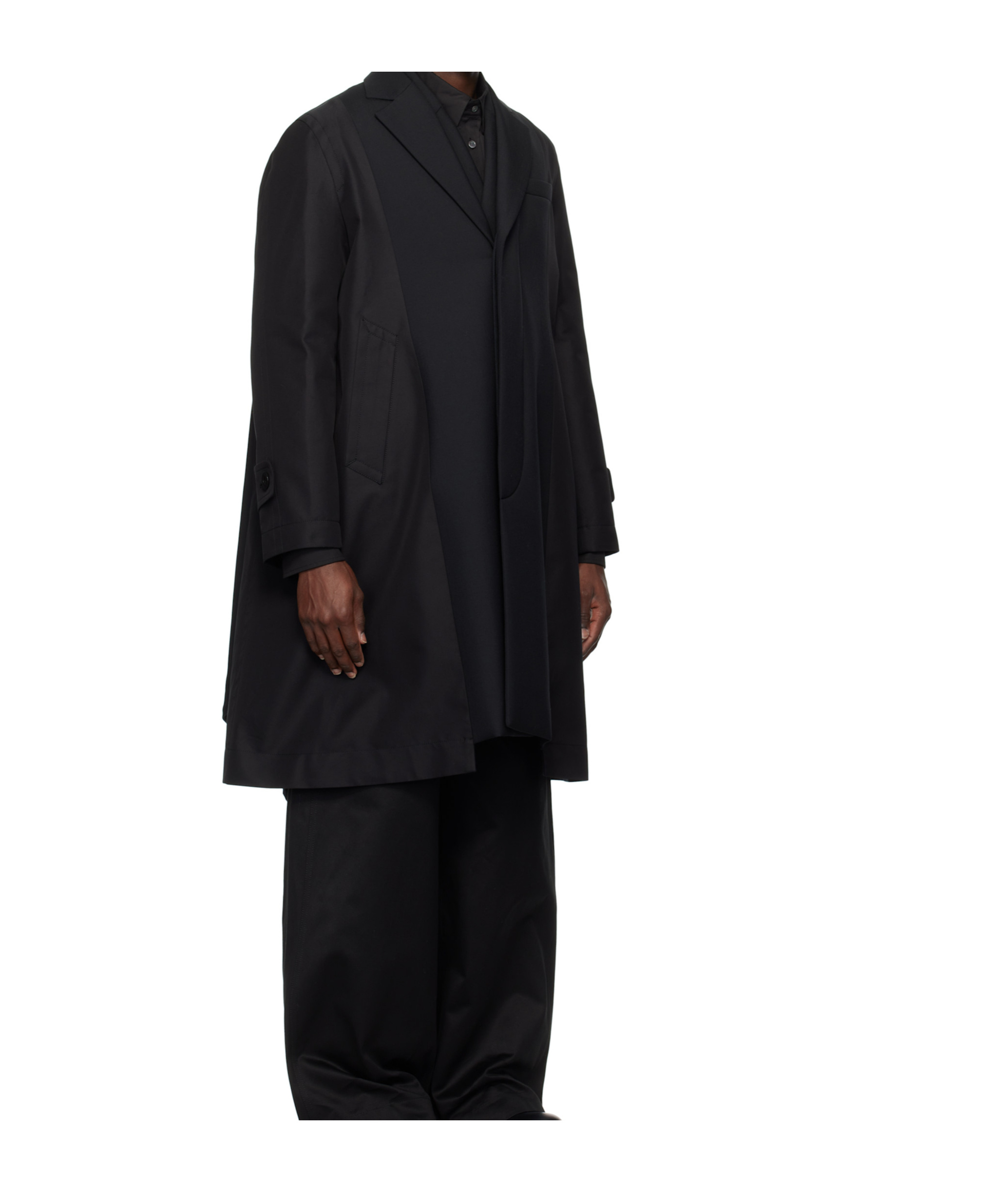 Sacai Black Suiting Bonding Mix Coat In Black