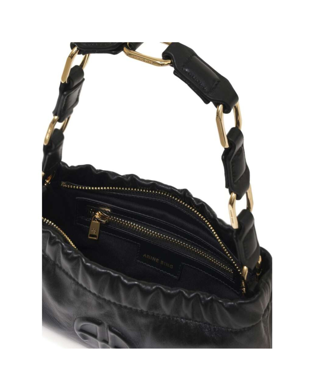 Shop Anine Bing Kate Logo Embossed Small Shoulder Bag In Black