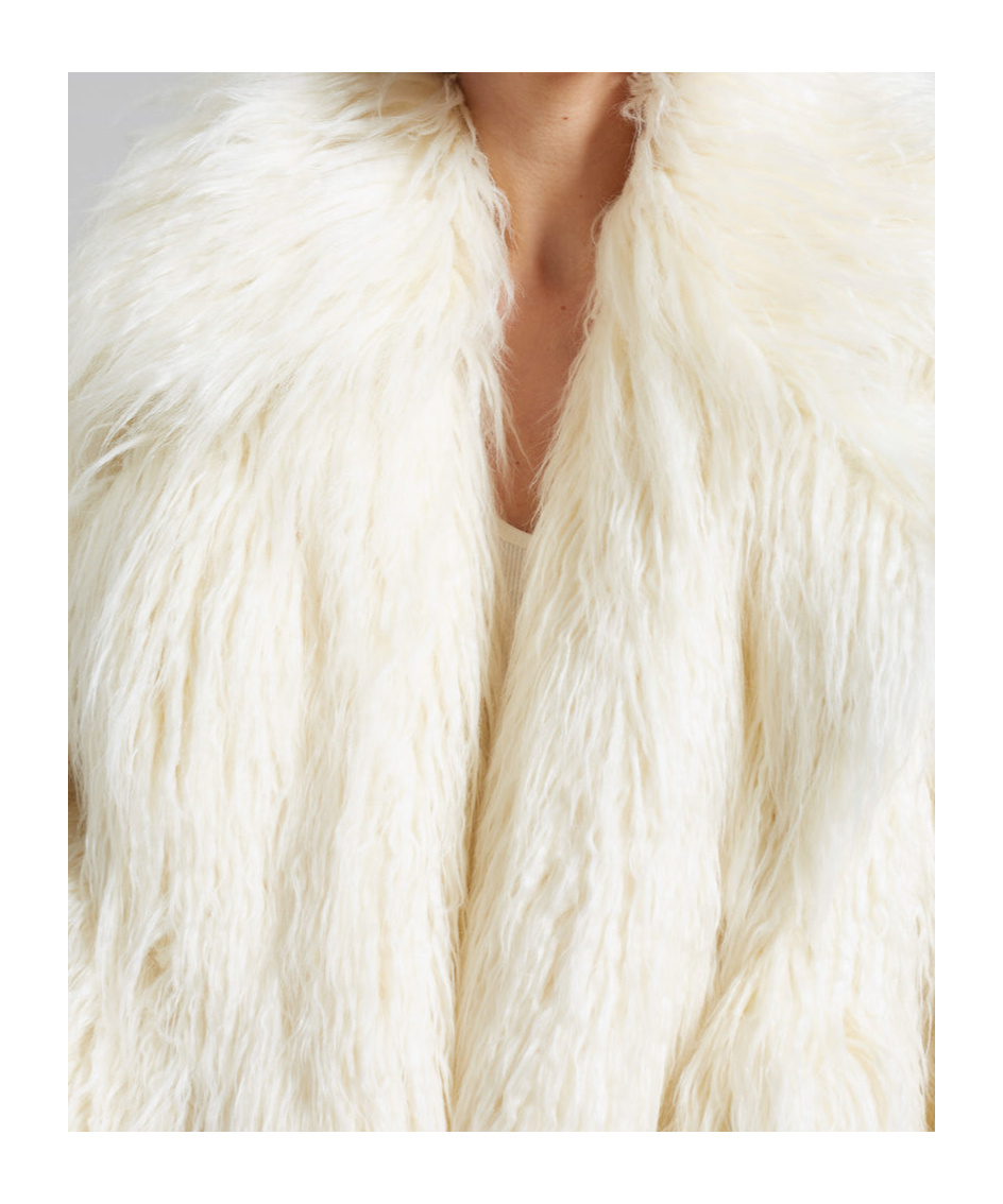THE FRANKIE SHOP LIZA SHORT FAUX FUR COAT - OFF WHITE