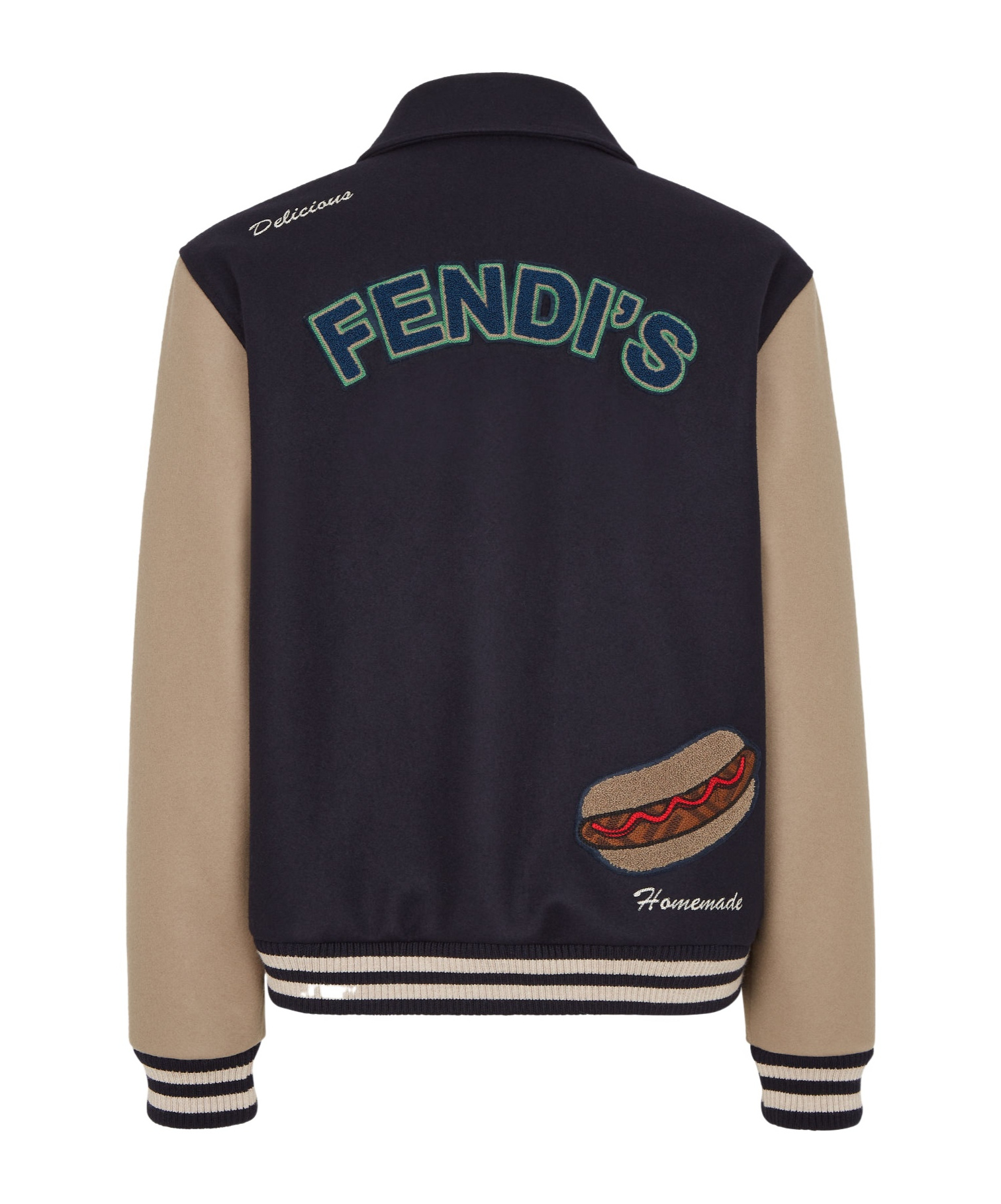 Fendi College-style Bomber Jacket In Black