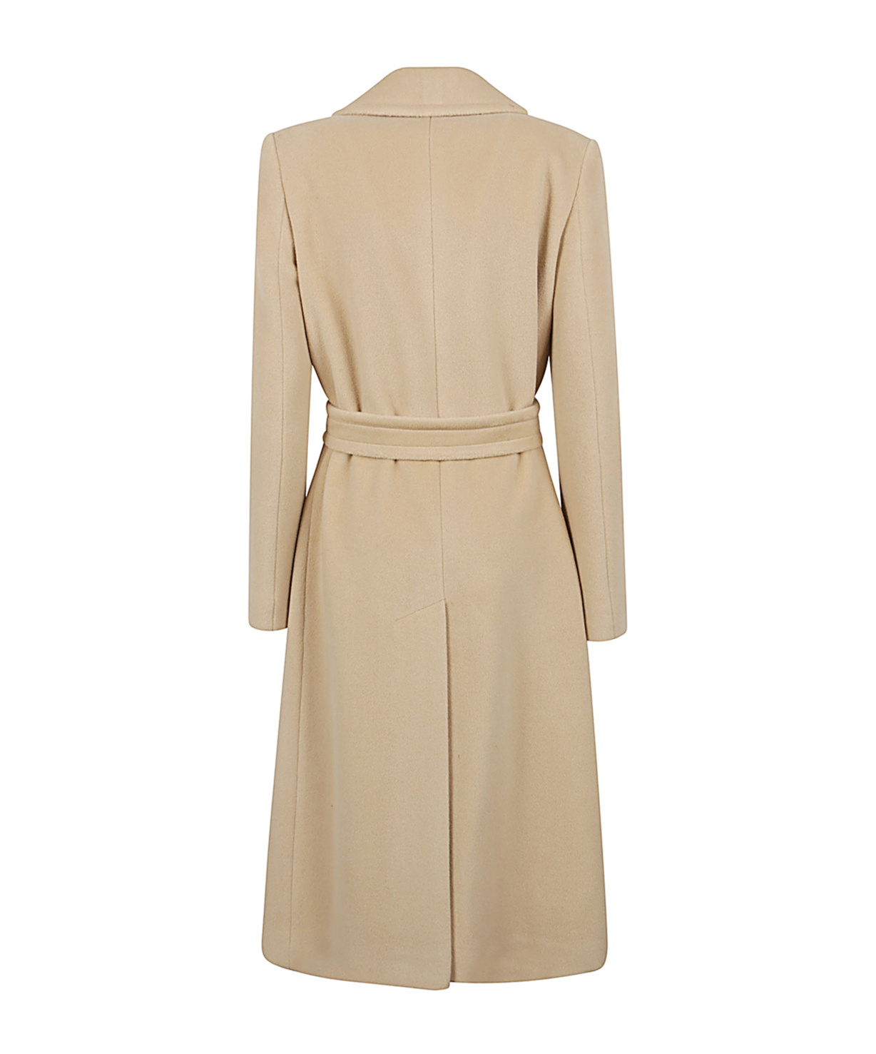 Tagliatore Wool Coat Belted Wide Lapels In Nude