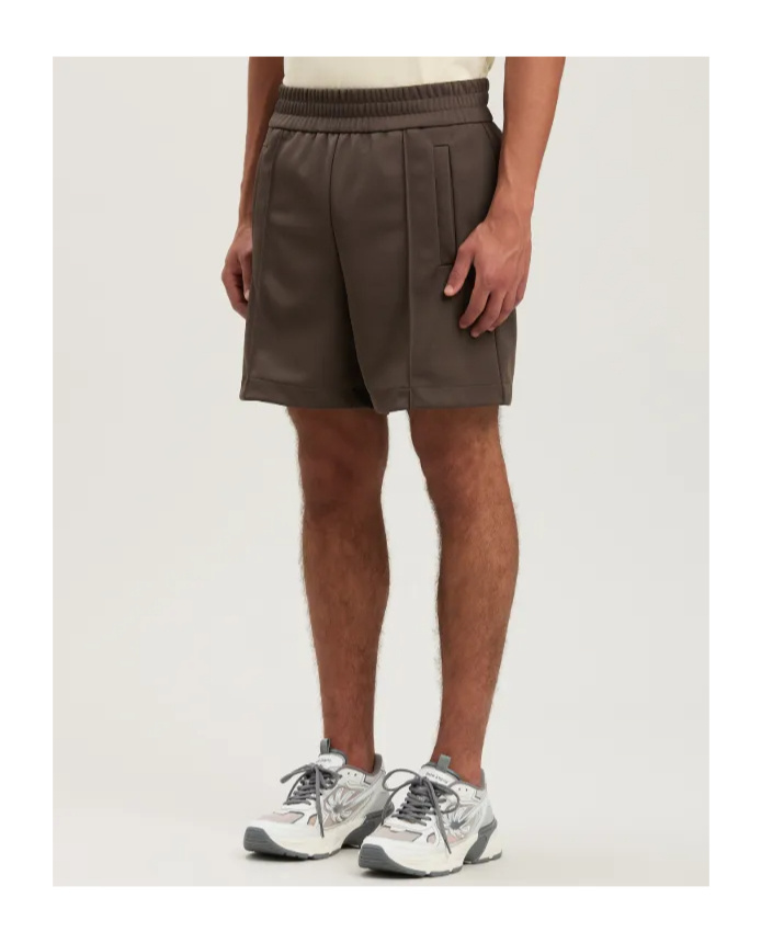 Palm Angels Curved Logo Track Shorts In Brown