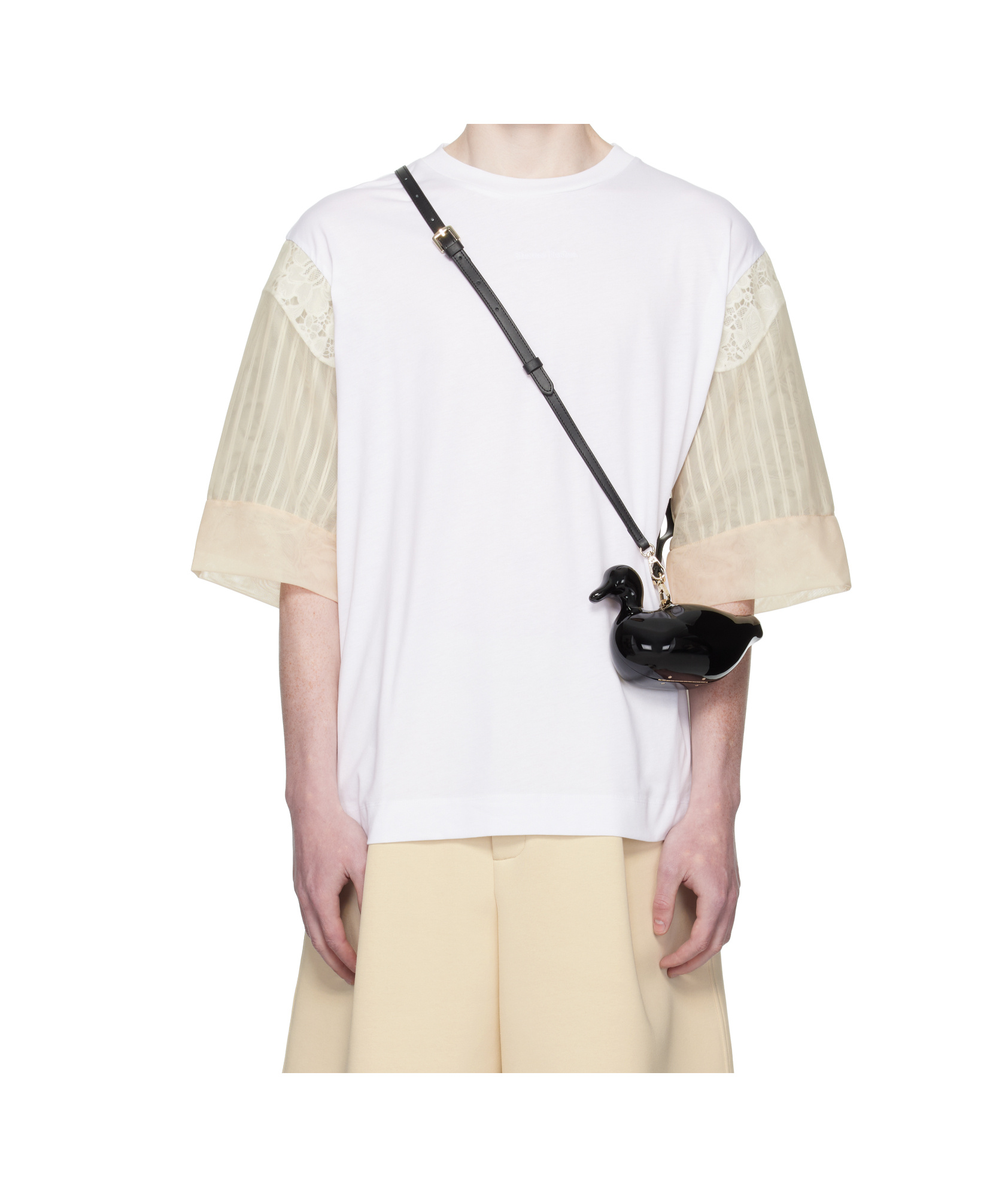 Simone Rocha White Trapped Lace Patchwork T-shirt In White
