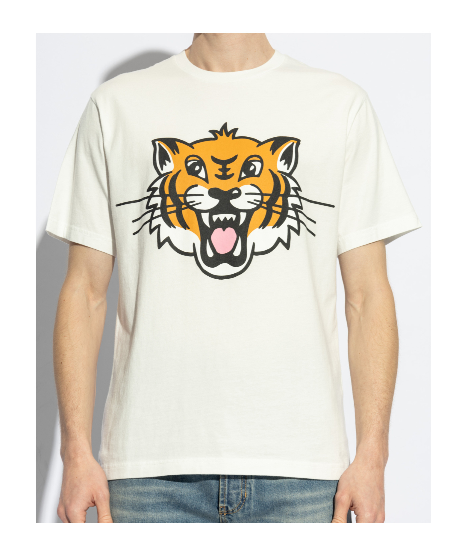 Kenzo Happy Tiger Classic Cotton T-shirt In White