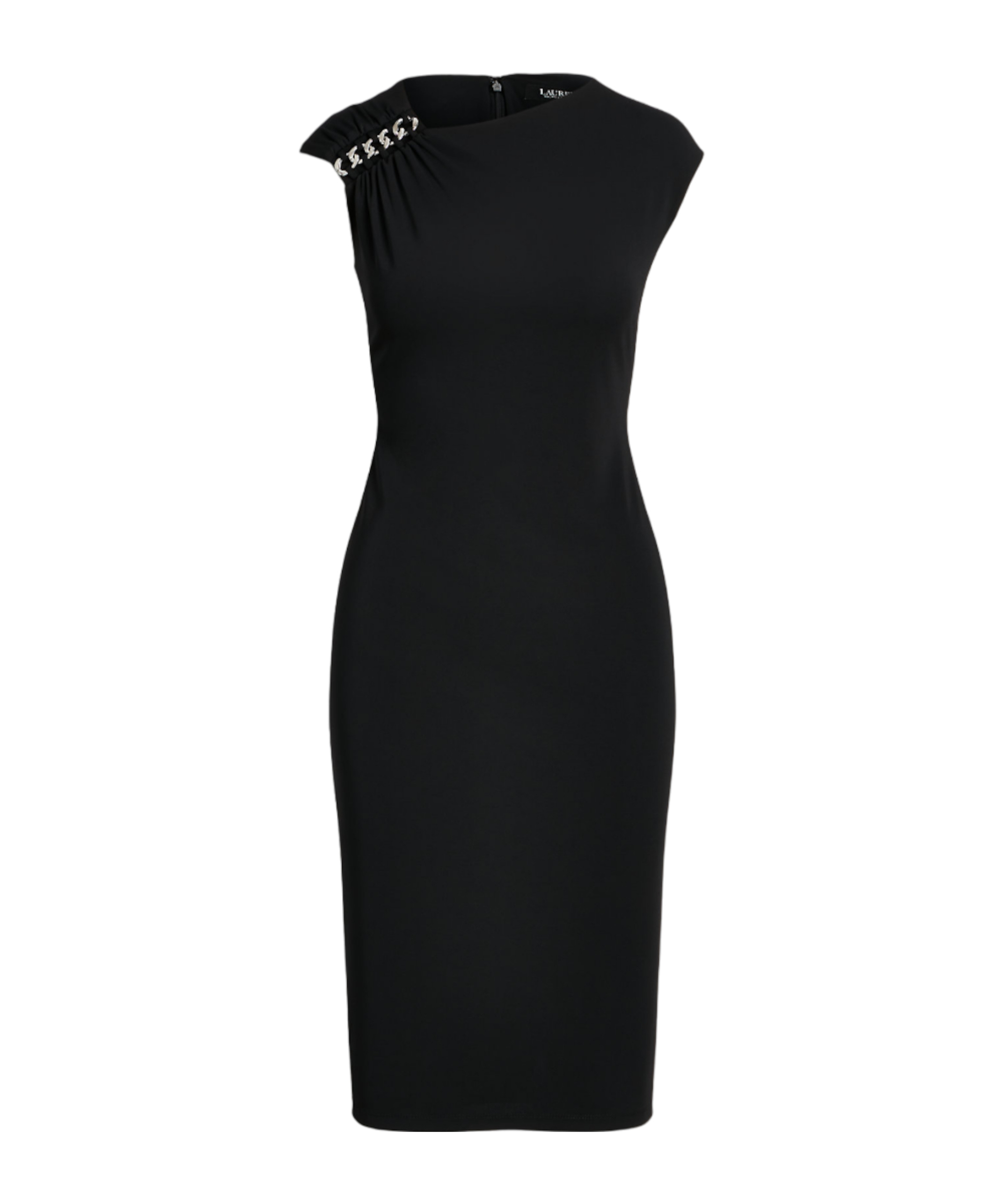 Polo Ralph Lauren Chain-link Detail Midi Dress In Black