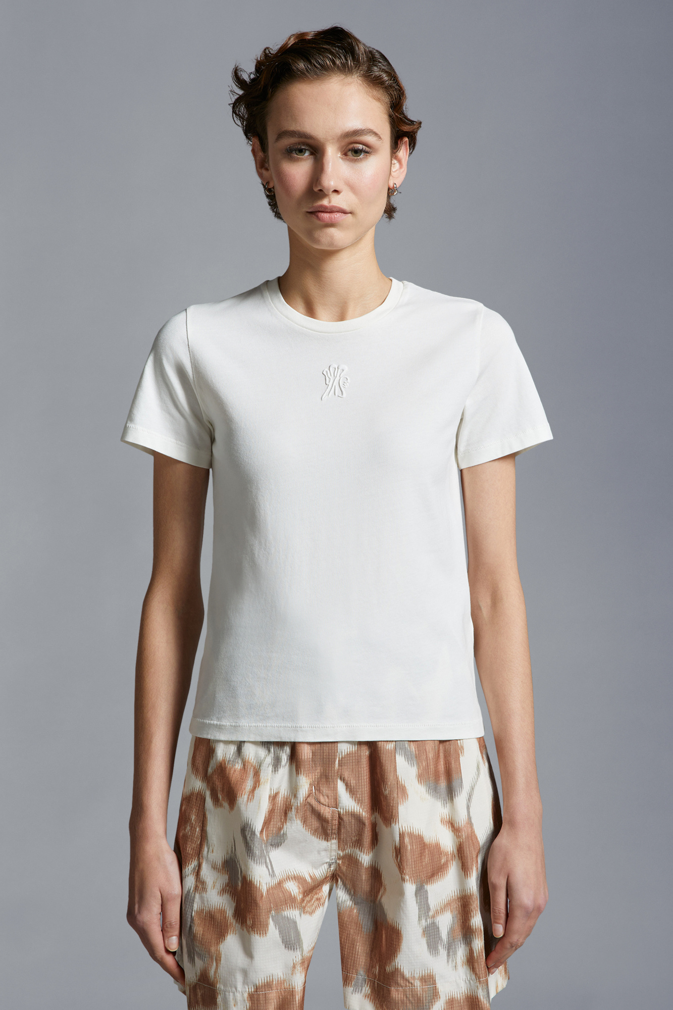 Moncler Logo-embroidered Cotton T-shirt In White