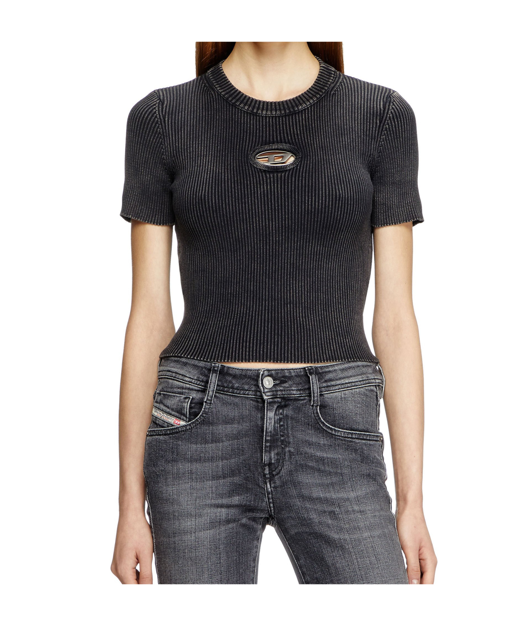 Diesel M-anchor-a-ss Short-sleeved Jumper In Black