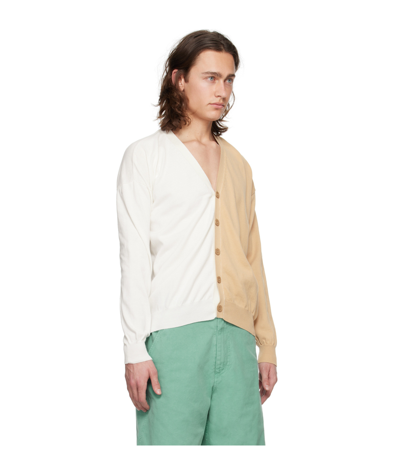 Mm6 Maison Margiela Spliced Long-sleeved Knitted Cardigan In Multicolor