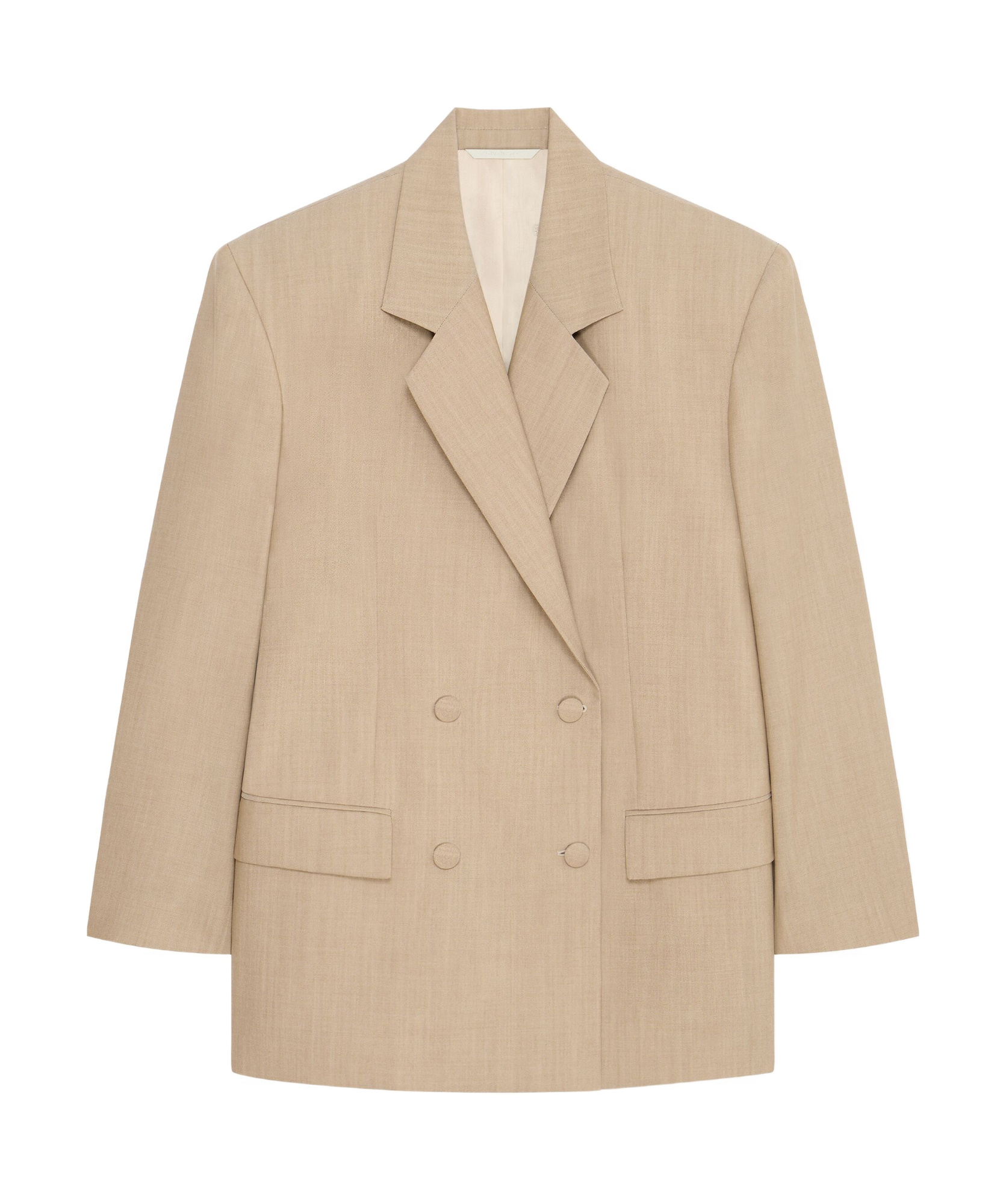 Givenchy Womens Beige Double-breasted Notched-lapel Wool Blazer In Nude