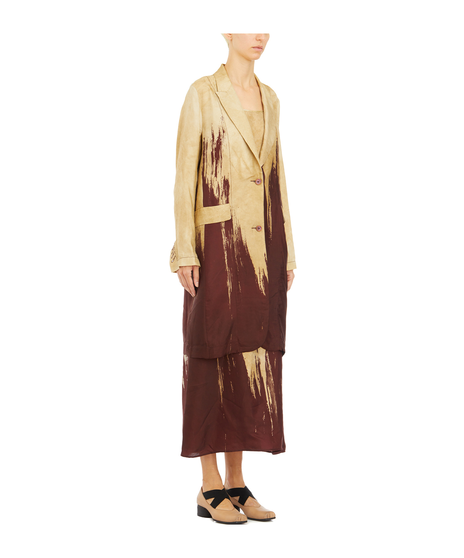 Uma Wang Long-sleeved Lapel Coat In Nude