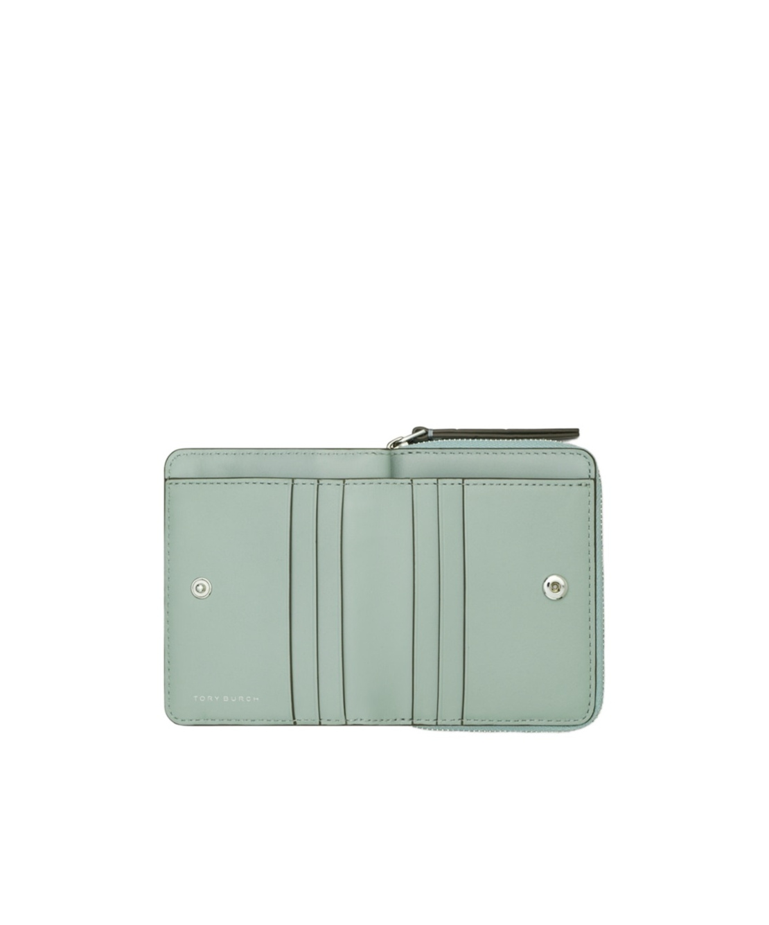 Tory Burch Embossed Double Fold Wallet In Green