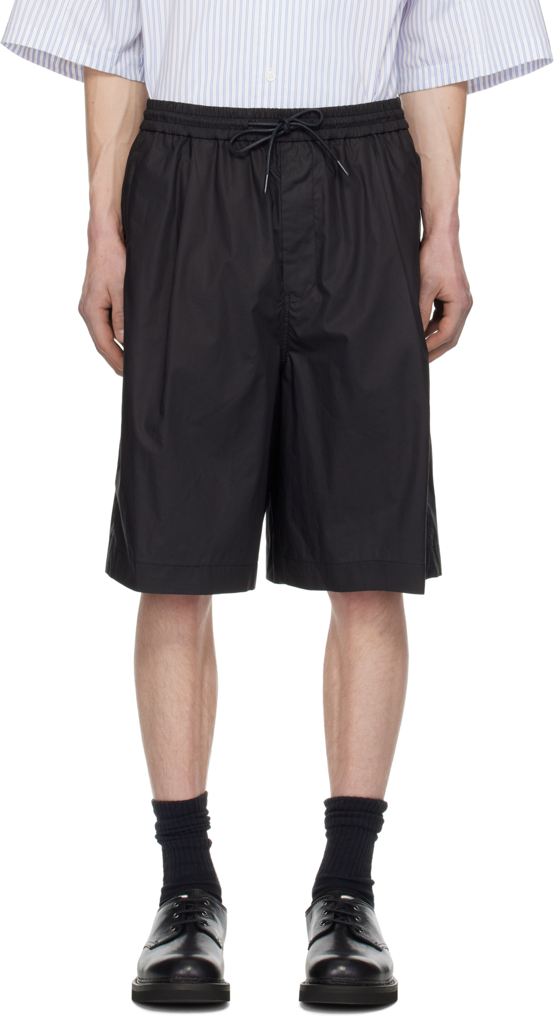 Juunj Black Cotton Padded Shorts In Black