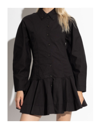Ganni Women Short Chemisier Dress In Black