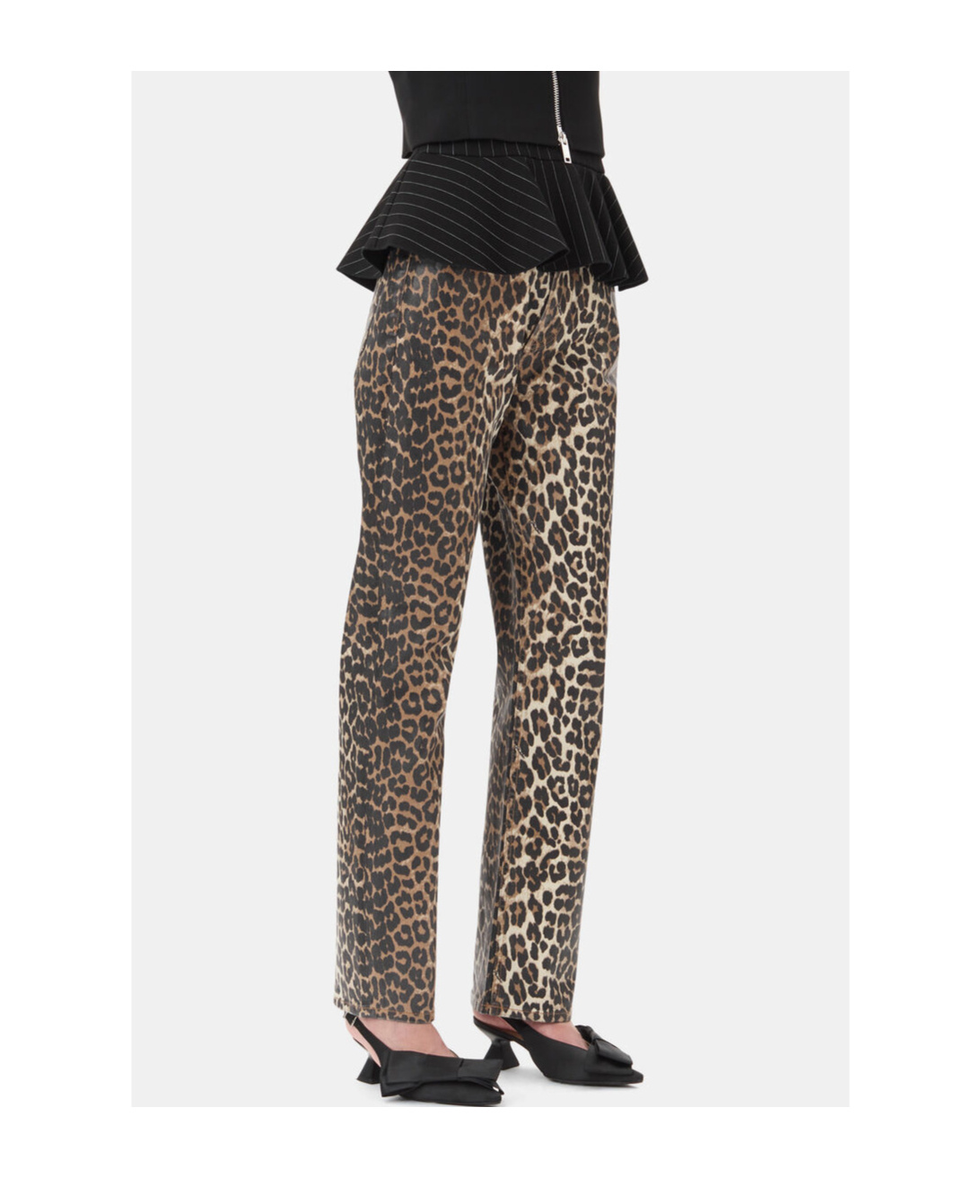 Ganni Leopard Print Jeans In Multicolor
