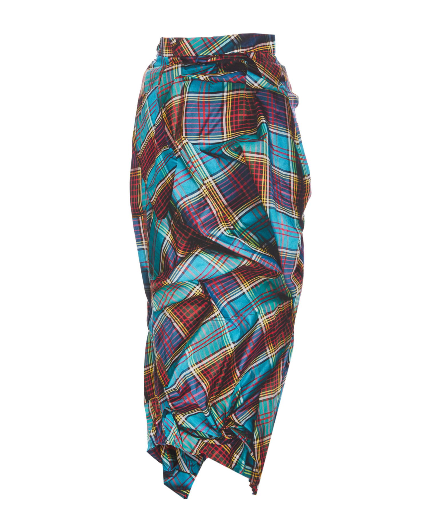 Vivienne Westwood Panther Tartan Gathered Midi Skirt In Multicolor