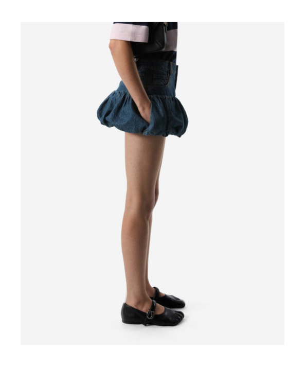 Shop Coperni Gathered-hem Denim Mini Skirt In Multicolor